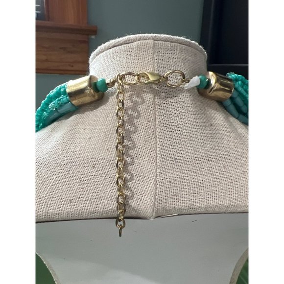 Teal Glass Seed Bead Multi-Strand Necklace -- 18" -- NWOTS - Picture 6 of 8